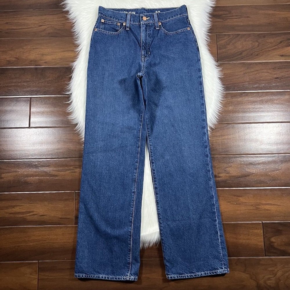J Crew Size 27 Antique Blue Wash‎ 90’s High Rise Wide Leg Denim Jeans BK356